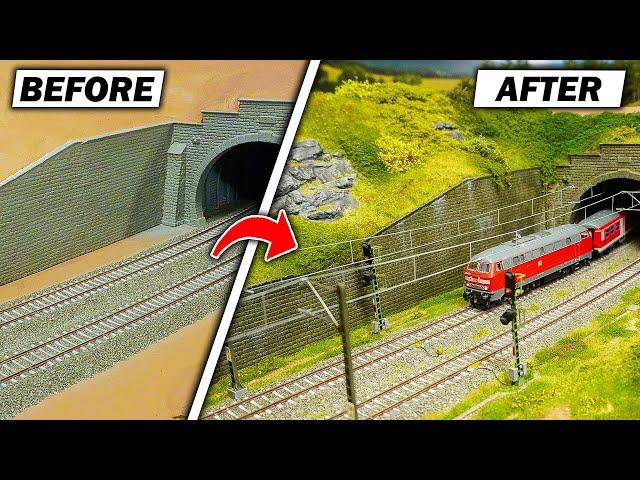 Impressive transformation of an H0 model railroad tunnel entrance ️| Building report episode 28