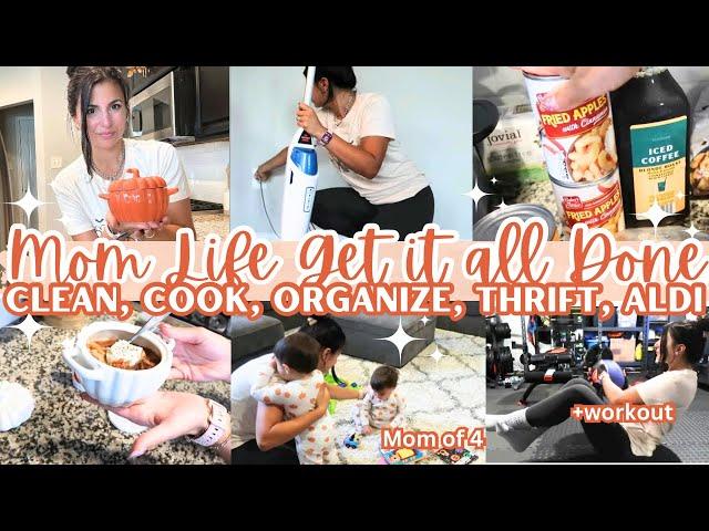 FALL 2024 MOM OF 4 GET IT ALL DONE | ALDI HAUL + THRIFT | CLEAN, COOK, ORGANIZE + WORKOUT