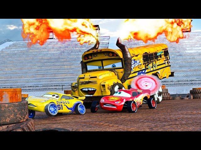 "FIRE-UP"  Miss Fritter & Lightning McQueen Racing Days. Crash N Smash Crazy 8 Race Disney Cars 