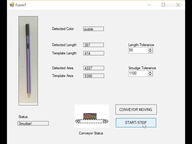 Using EmguCV to process images of pencils in a production line