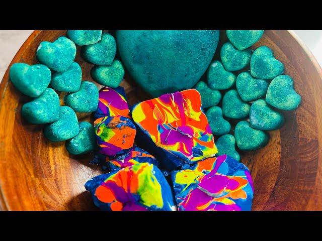 ASMR Mini Hearts and Dyed Gym Chalk Crush | Collab with @f.hchalkcrush