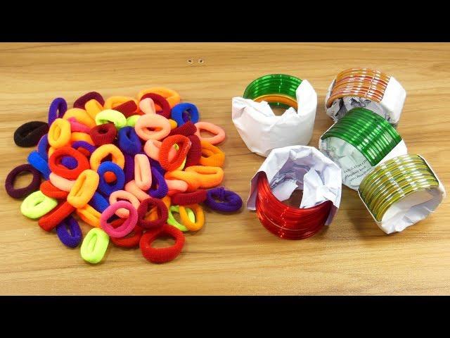 DIY Hair rubber bands & Old bangles craft idea | DIY art and craft | DIY HOME DECO