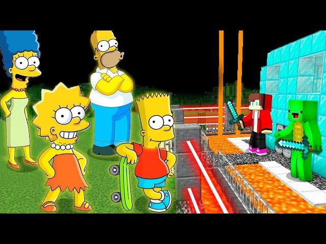 SIMPSONS Family vs Security House in Minecraft Challenge Maizen JJ and Mikey