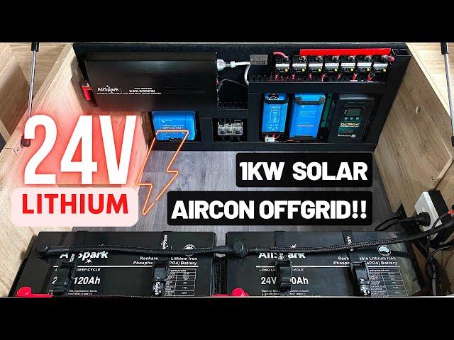 24V LITHIUM BATTERY SYSTEM IN OFFROAD CARAVAN ||  Big Solar System |  Aircon Off-Grid