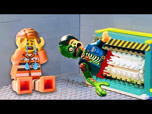 Zombies and Lego Police Prison Break  Lego Stop Motion Animation  Brick Rising