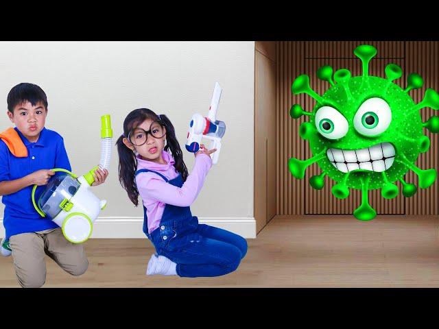 Germ Monster Chase! Maddie & Bobby Clean Up!
