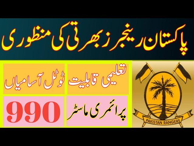 pakistan sindh rangers jobs 2023 | Sindh Rangers new job NOC | 990 vacancies