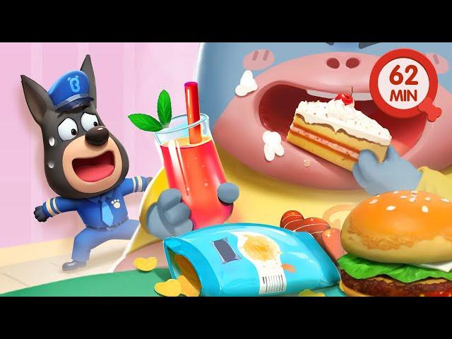 Don't Overeat | Bubbly Tummy | Cartoons for Kids | Learn Kids Healthy Habits | Sheriff Labrador