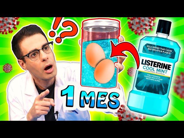 Dejando COMIDA 1 MES EN ENJUAGUE BUCAL LISTERINE | Experimento Curiosidades con Mike - T4 E37