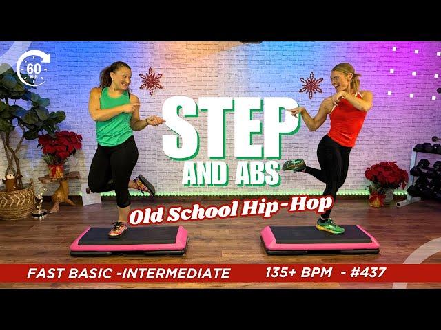 Cardio STEP AEROBICS and Abs - 60 Minute - FAST Basic to Intermediate #437