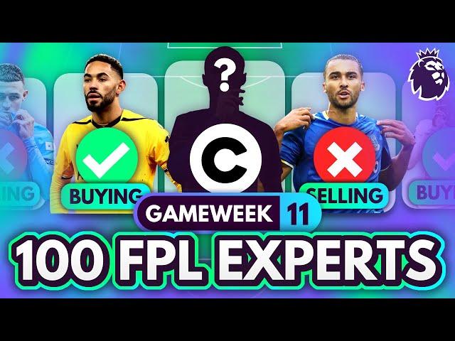 FPL GW11 EXPERT Transfer Trends & Best Captains?  100 Experts Reveal Gameweek 11 Team Plans