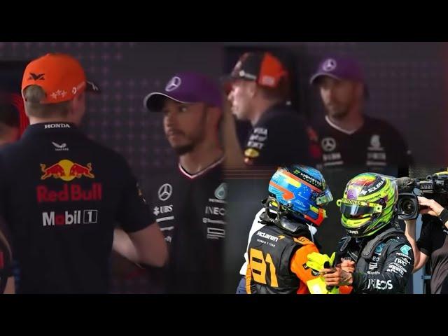 Max Verstappen Lewis Hamilton confront other after incident | Lewis & Lando congratulate Oscar
