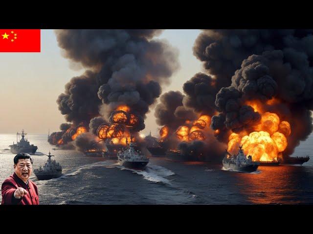 IT RAINS FIRE IN CHINA PORT! US-Taiwan F-16 fighter jets sink Chinese Navy warship!