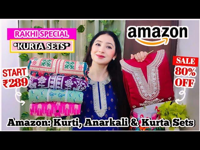 Amazon Stylish Kurta Pant Dupatta Haul Start ₹289/Embroidered  Sequence Special Festive Kurti Set