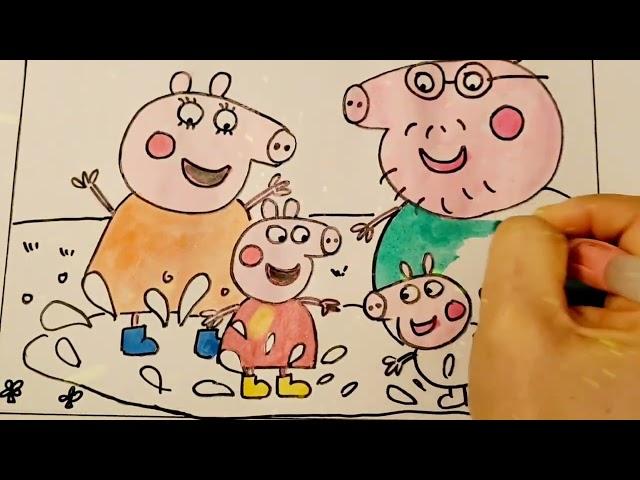 peppa pig colouring for kids | step by step painting | learn how to draw for kids