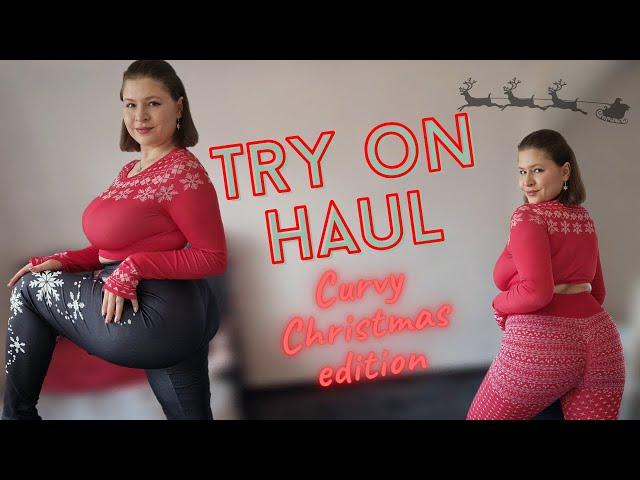 [4K] Christmas Leggings Try-On Haul | Curvy Model