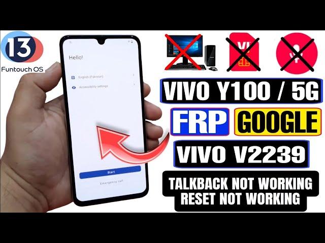 VIVO Y100 FRP Bypass Android 13/14 Without PC 2024 | VIVO V2239 Google Account Bypass