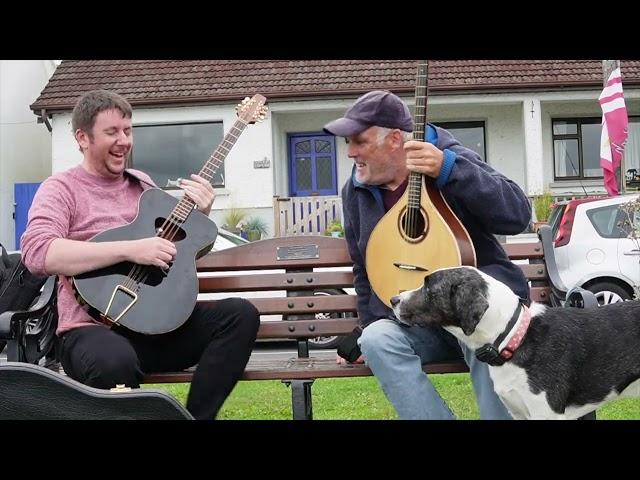 Daoiri and Brendan O'Regan try the new Justin Rogers Bouzouki.