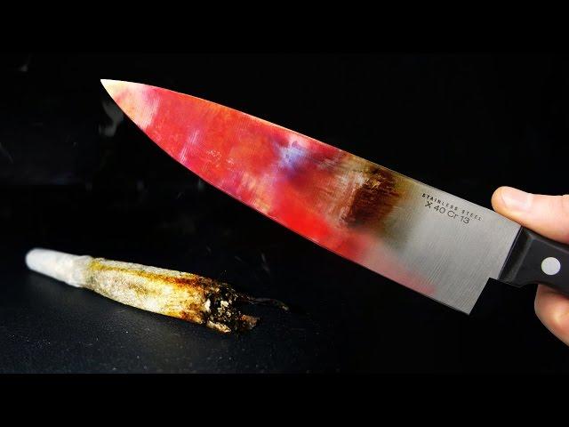 EXPERIMENT Glowing 1000 degree KNIFE VS WEED!