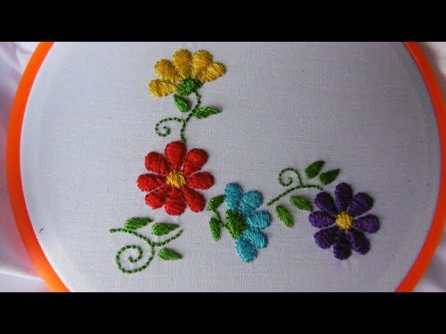 Satin Stitch Flowers | Hand embroidery |Artesd'Olga