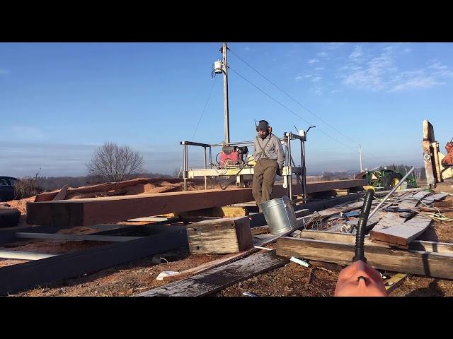 planing the timbers with the Peterson saw mill