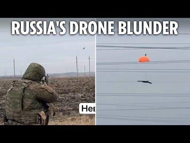 Embarrassing moment Putin's Dad's Army shoot down their own drone in TV debut