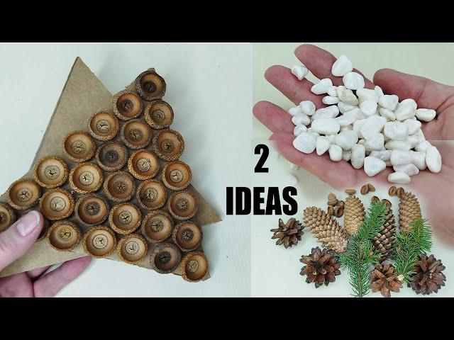 2 DIY.Christmas decoration with dragon eyes and triangular shoe. Natural materials