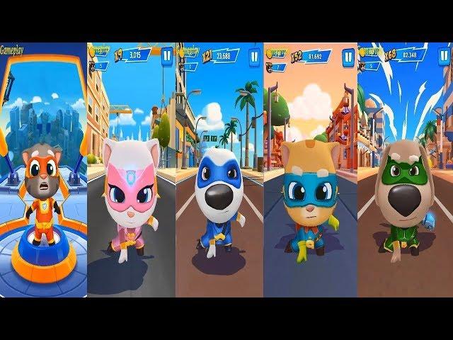 Talking Tom Hero Dash -TALKING Tom vs TALKING Angela vs TALKING Hank VS GingerVS  BEN Gameplay