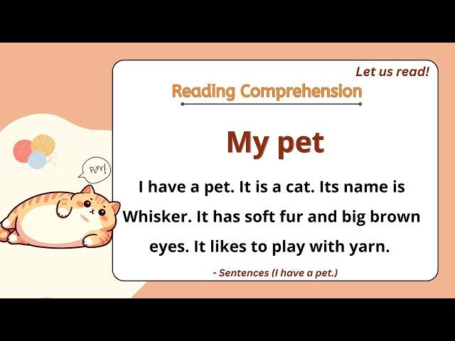 GRADE 1-3 Reading Comprehension Practice I My Pet I  Let Us Read! I with Teacher Jake