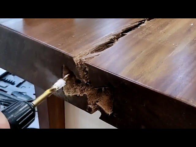 Manual repair of deformed cracked tables, repair completed | Furniture Restoration