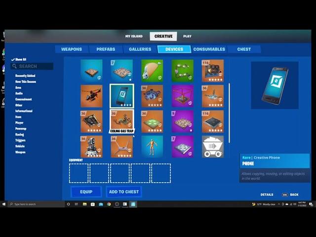 Fortnite Creative  dev inventory