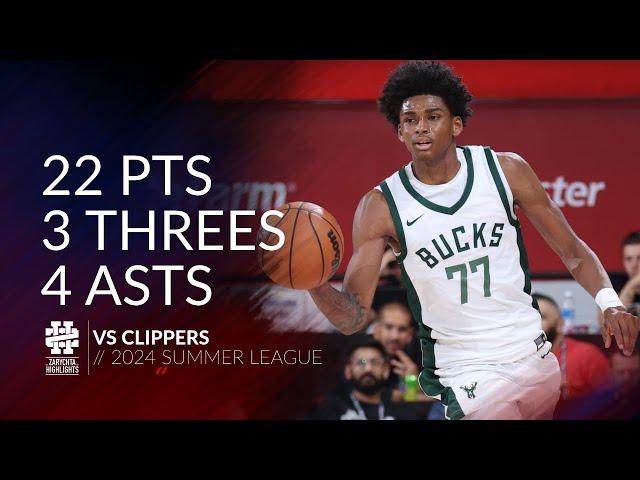 AJ Johnson 22 pts 3 threes 4 asts vs Clippers 2024 Summer League