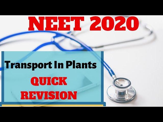 NEET Biology Quick Revision | Transport In Plants | Important Concepts | NEET