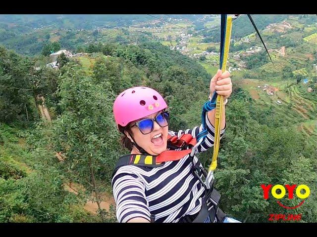 Zipline amongst greenery in Bhaktapur, Nepal #zipline #ziplineinnepal #evergreennepal