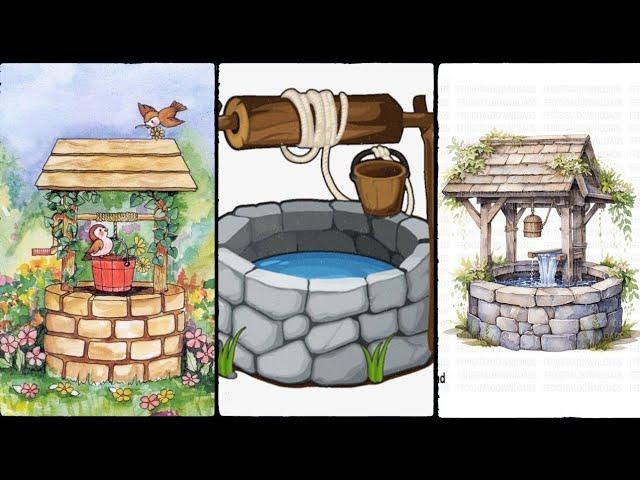 Draw well sketch illustration || Water well clipart || Wishing well design @InspireArtLinkings