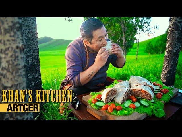 Mongolian Giant BUUZ-ROLL! Dumpling Roll | Khan's Kitchen