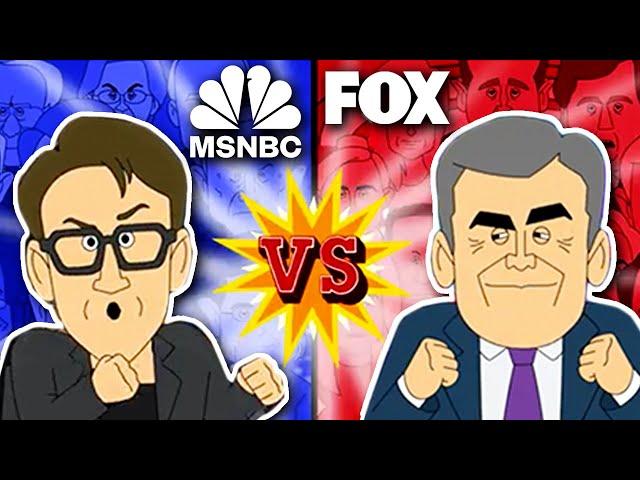 Fox News vs MSNBC | Cartoon Rap Battle (feat Hannity, Maddow, Kanye)