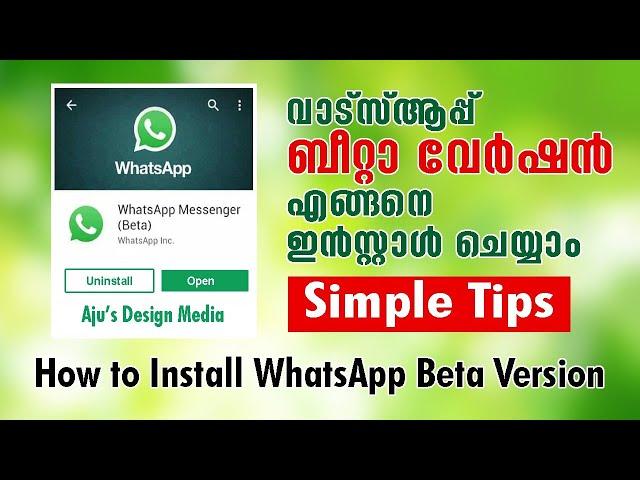 എങ്ങനെ വാട്സ്ആപ്പ് ബീറ്റ വേർഷൻ ഇൻസ്റ്റാൾ ചെയ്യാം ll How to install WhatsApp Beta version