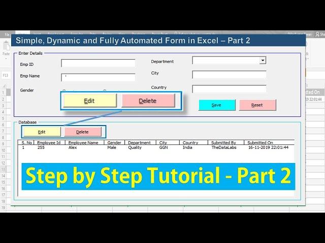 Fully Automated Data Entry User Form in Excel - Part 2 (Edit and Delete Records)