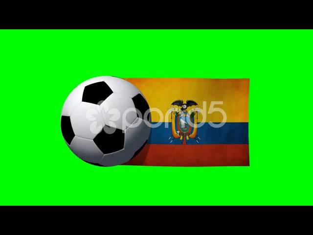 Soccer Ball Rotates With Animated Columbia Flag - Green Screen