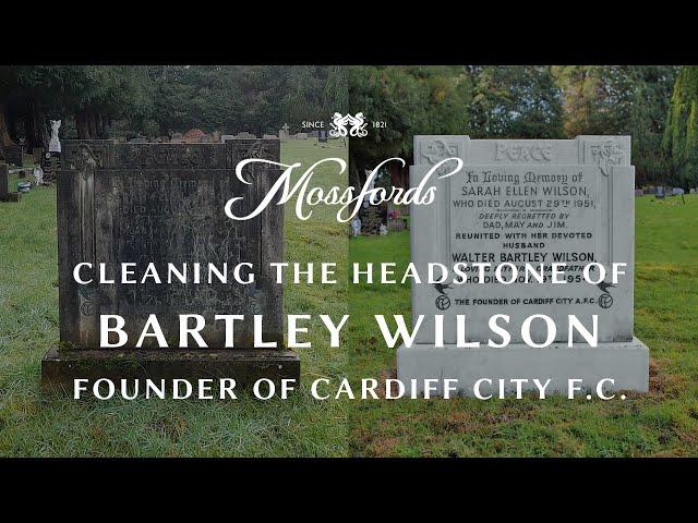 Cleaning the Headstone for Bartley Wilson, Founder of Cardiff City FC