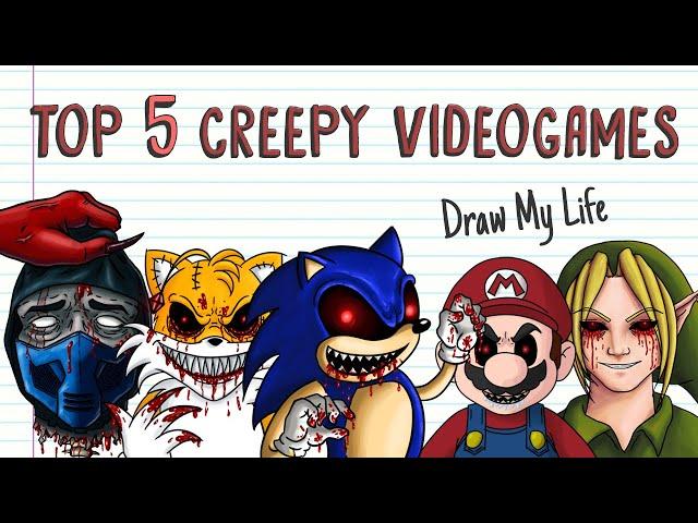 TOP 5 CREEPY VIDEOGAMES: SONIC.EXE BEN DROWNED SUPER MARIO TAILS DOLL MORTAL KOMBAT | Draw My Life