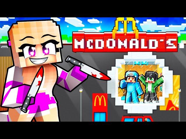 I Built a SECRET MCDONALDS to Hide From Crazy Fan Girl in Minecraft!