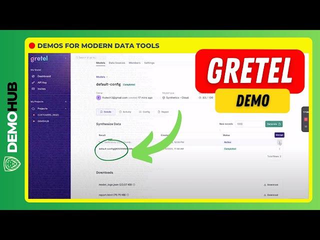 Gretel.ai Demo // Modern Developer AI/ML Stack for Synthetic "Fake" Data | Demohub.dev