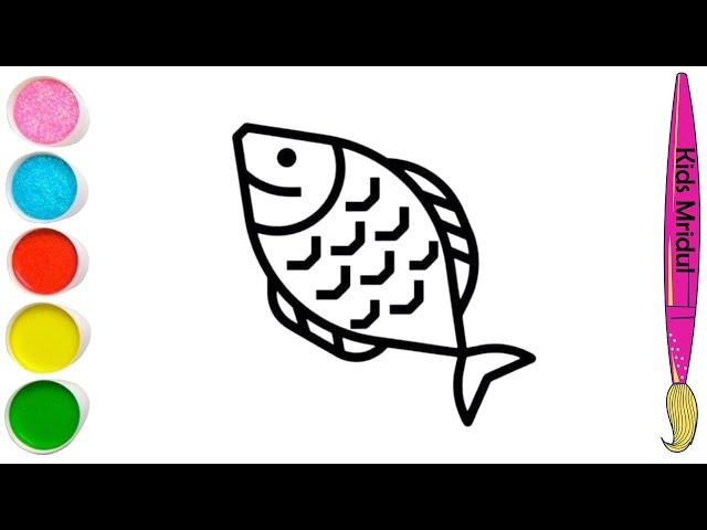 How To Draw Cute Fish Drawing, Painting & Coloring For Kids and Toddlers_