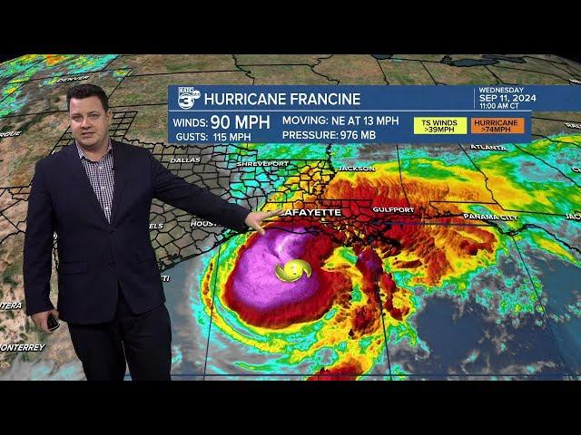 Updated look at Hurricane Francine impacts for Acadiana (Wednesday 11 a.m. Update)