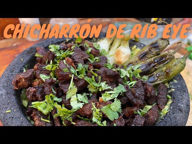 Chicharrón de Rib Eye en el Molcajete | The Border Cook