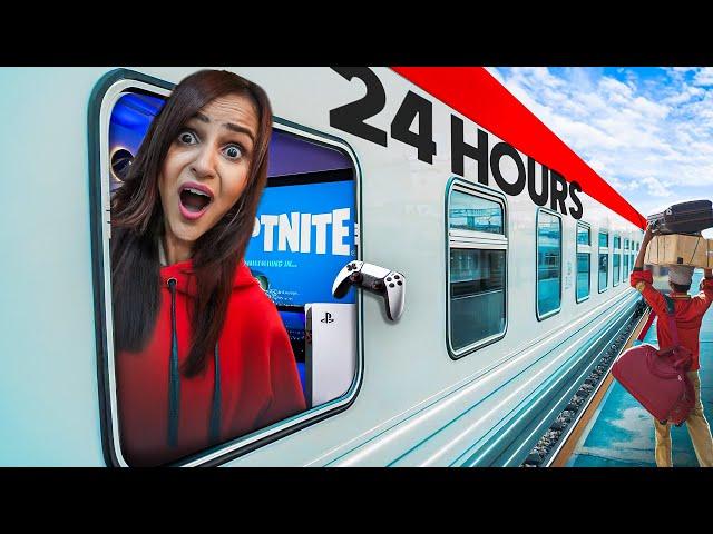 24 HOURS in TRAIN || We built a GAMING room 