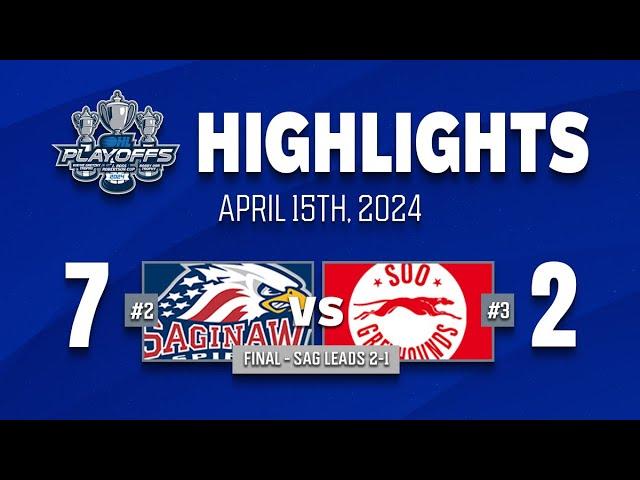 OHL Playoff Highlights:  Saginaw Spirit @ Soo Greyhounds - Game 3 - April 15th, 2024