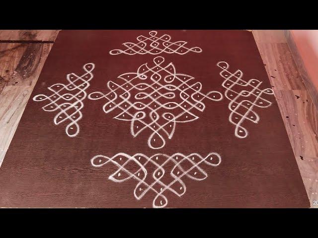 9-1-1 dots Melikala Muggulu uggulu with Side Muggulu || Easy and Simple Kolam with 9 dots || 9 Dots